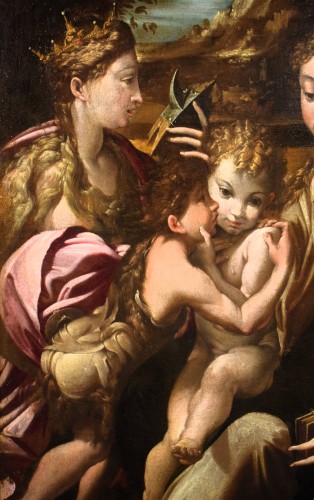 La Vierge à l'Enfant, s. Jean-Baptiste, s. Catherine et s. Zacharie - fin XVIe siècle - Romano Ischia